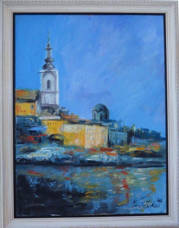 Beograd 1, ulje na platnu, sa 91×71 cm, bez 80×60 cm, akademski slikar M. Penkov, sertifikat, 350 eura