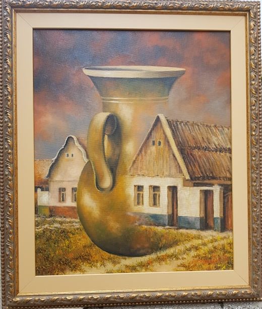 Cup i salas, ulje na platnu, sa 70×60 cm, bez 55×45 cm, Vladimir Doroghazi Dorka, sertifikat, 280 eura