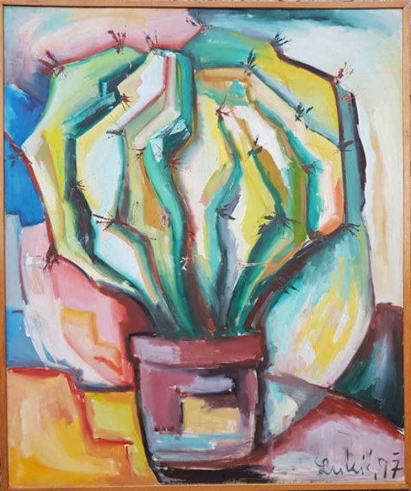 Kaktus, Milan Lukic, ulje na platnu, sa 123×103 cm, bez 120×100 cm, 1997., sertifikat, 450 evra