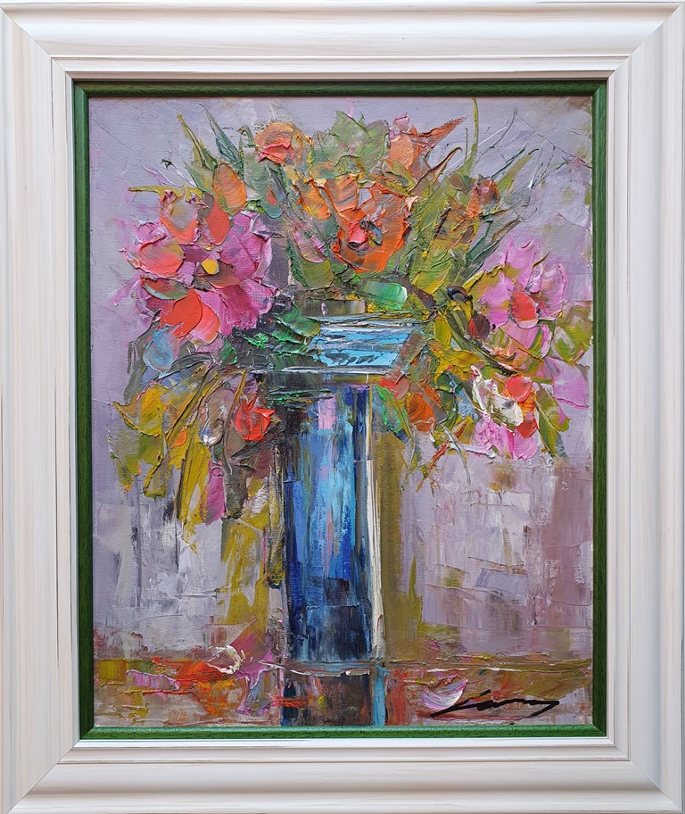 Cveće 7, ulje na platnu, Ivan Vanja Milanovic, sa 64×54 cm, bez 50×40 cm, sertifikat, 120 evra