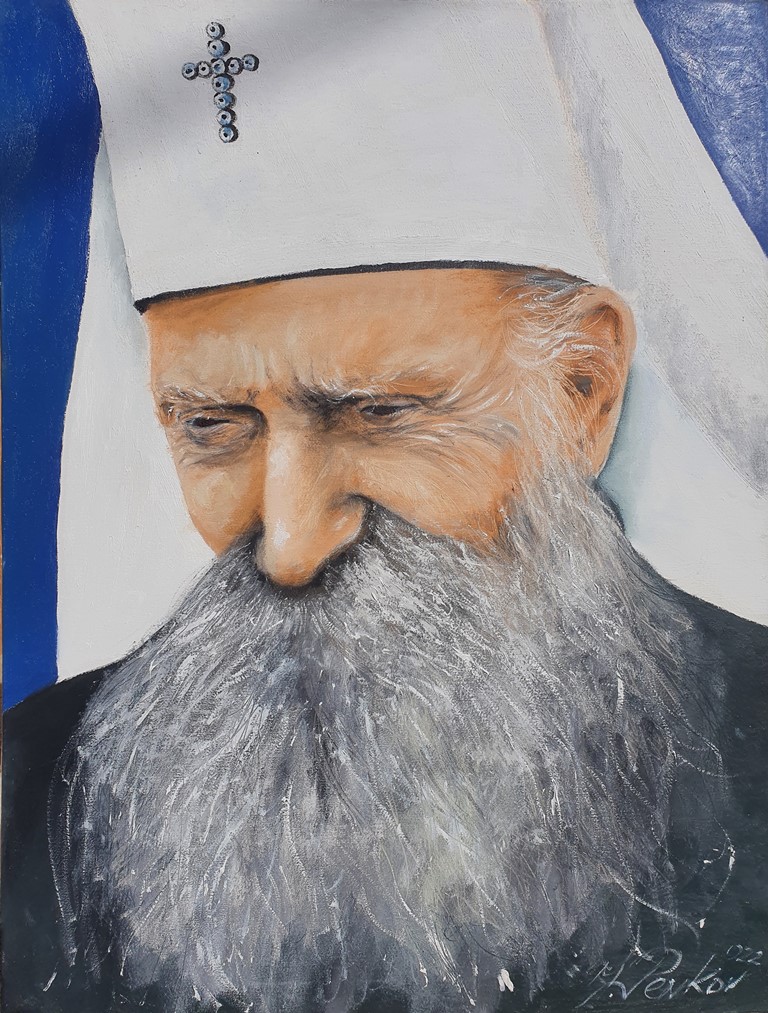 Patrijarh Pavle 2, ulje na platnu, 80×60 cm, akademski slikar M. Penkov, sertifikat, 300 eura