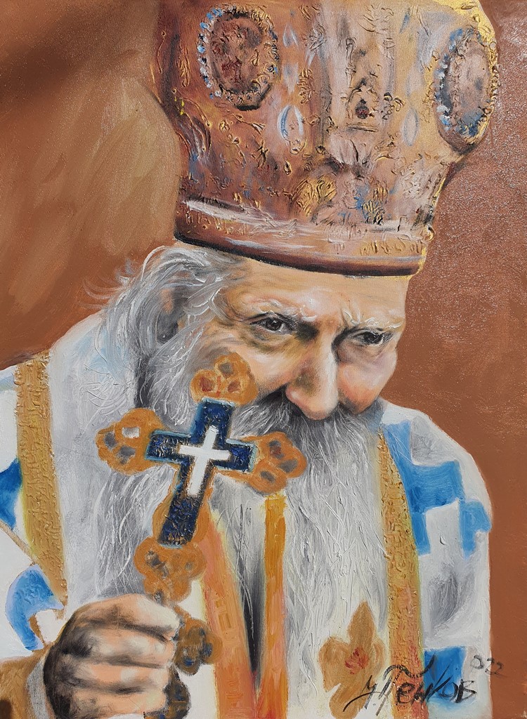 Patrijarh Pavle 3, ulje na platnu, 80×60 cm, akademski slikar M. Penkov, sertifikat, 300 eura
