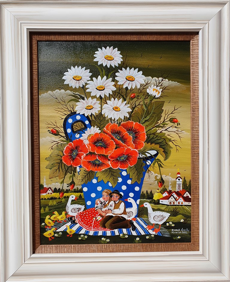 Guščarica, Zuzana Vereski, Naiva Kovačica, ulje na platnu, sa 54×44 cm, bez 40×30 cm, sertifikat, 750 eura