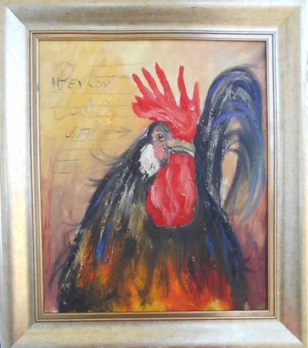 Petao 7,  akademski slikar Penkov, ulje na platnu, sa 75×65 cm, bez 60×50 cm, 190 evra