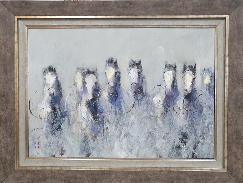 Konji 14, Dragan Tasić, akril na lesonitu, sa 47×62 cm, bez 35×50 cm, sertifikat, 110 evra