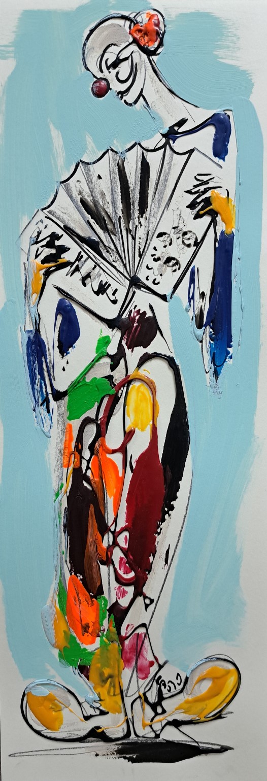Klovn 2, kombinovana ulje i crtez na papiru, 50×17 cm, akademski Dušan ...