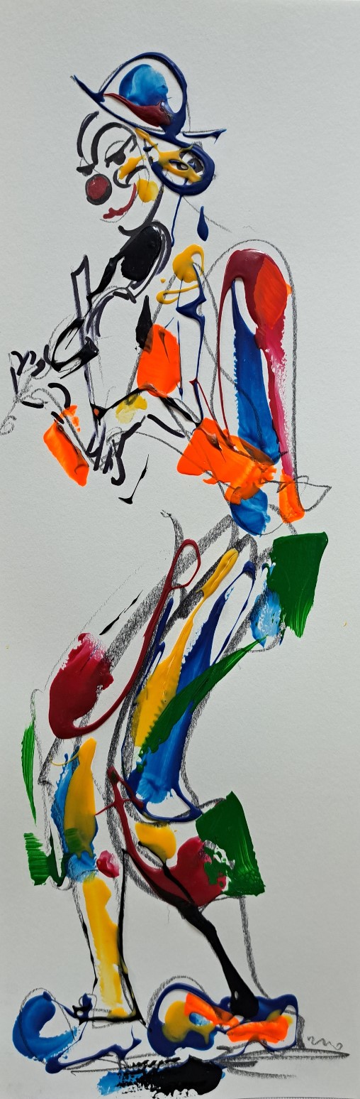 Klovn 5, kombinovana ulje i crtez na papiru, 50×17 cm, akademski Dušan ...