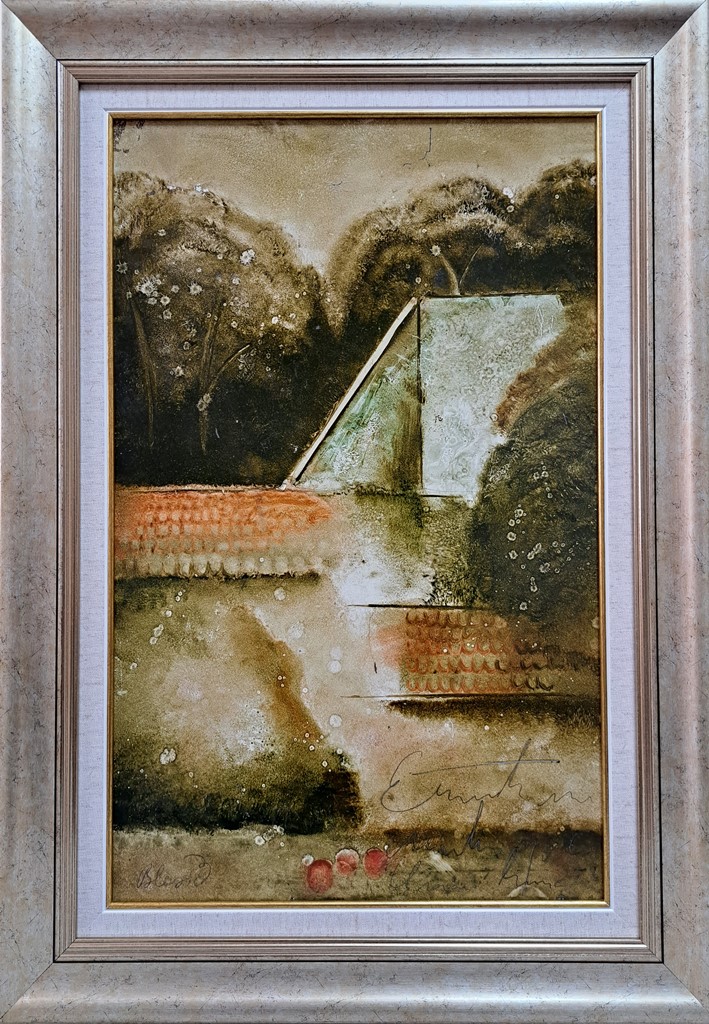 Zidovi, Pavle Blesić, kombinovana tehnika ulje na lesonitu, sa 68×48 cm, bez 54×34 cm, sertifikat, mišljenje Kusovca, 700 eura