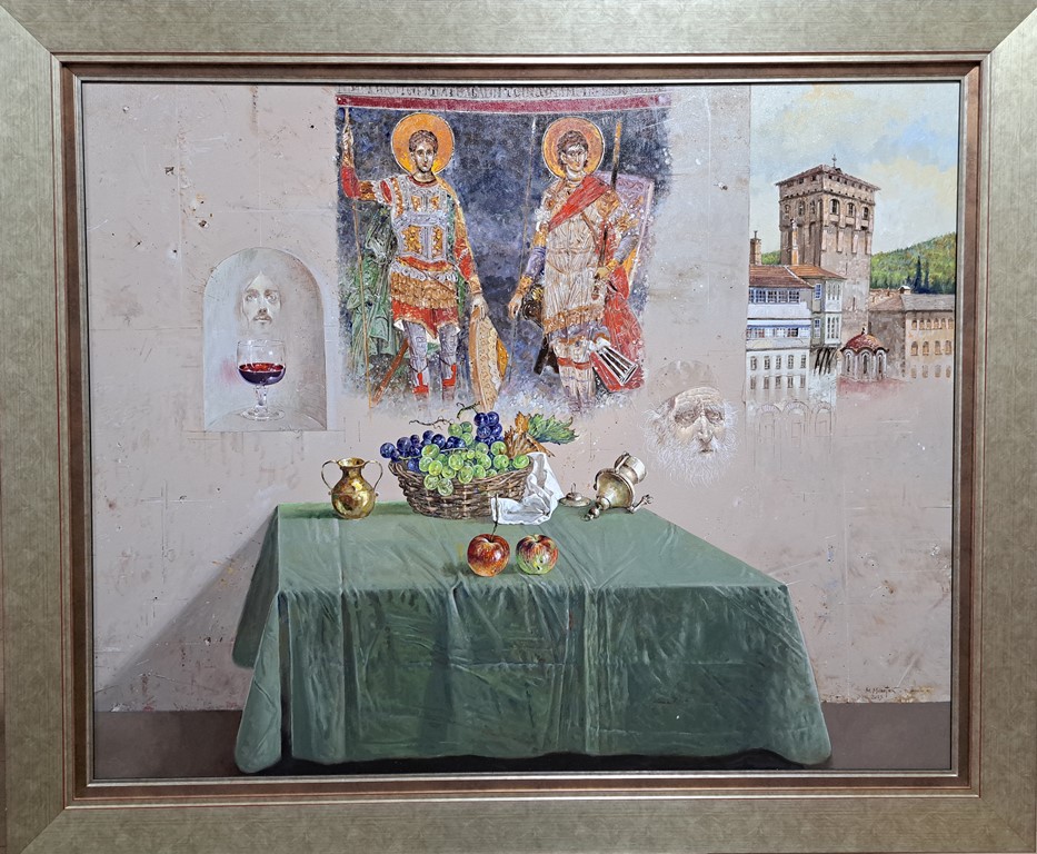 Sveci Hilandara, Milan Miletić, sa 97×117 cm, bez 80×100 cm. ulje na platnu, sertifikat, 2023., 3500 evra