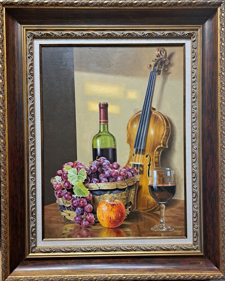 Violina, Siniša Labus, ulje na platnu kaš. lesonit, sa 78×63 cm, bez 58×43 cm, sertifikat, 1000 eura