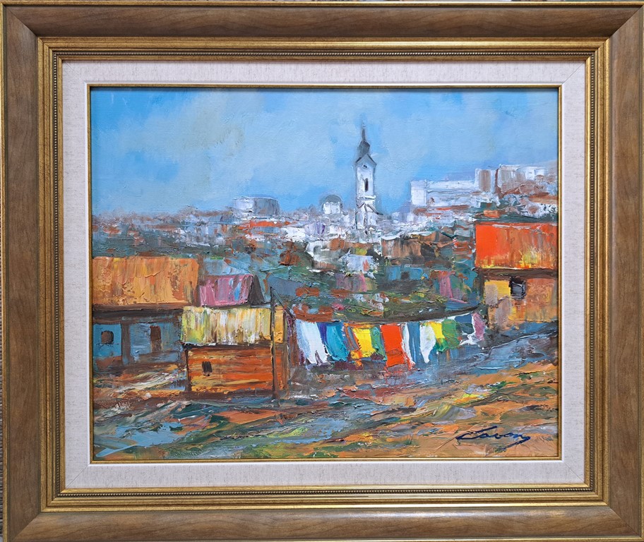 Beograd 5, ulje na platnu, Ivan Vanja Milanovic, sa 56×66 cm, bez 40×50 cm, sertifikat, 150 evra