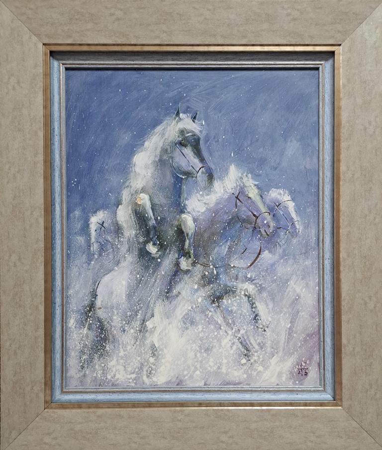 Konji 11, Dragan Tasić, akril na lesonitu, sa 67×57 cm, bez 50×40 cm, sertifikat, 150 evra