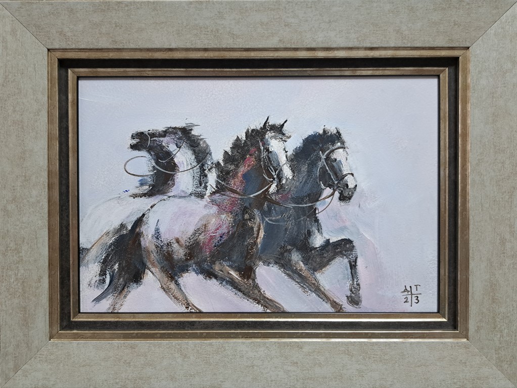 Konji 9, Dragan Tasić, akril na lesonitu, sa 30×40 cm, bez 20×30 cm, sertifikat, 60 evra