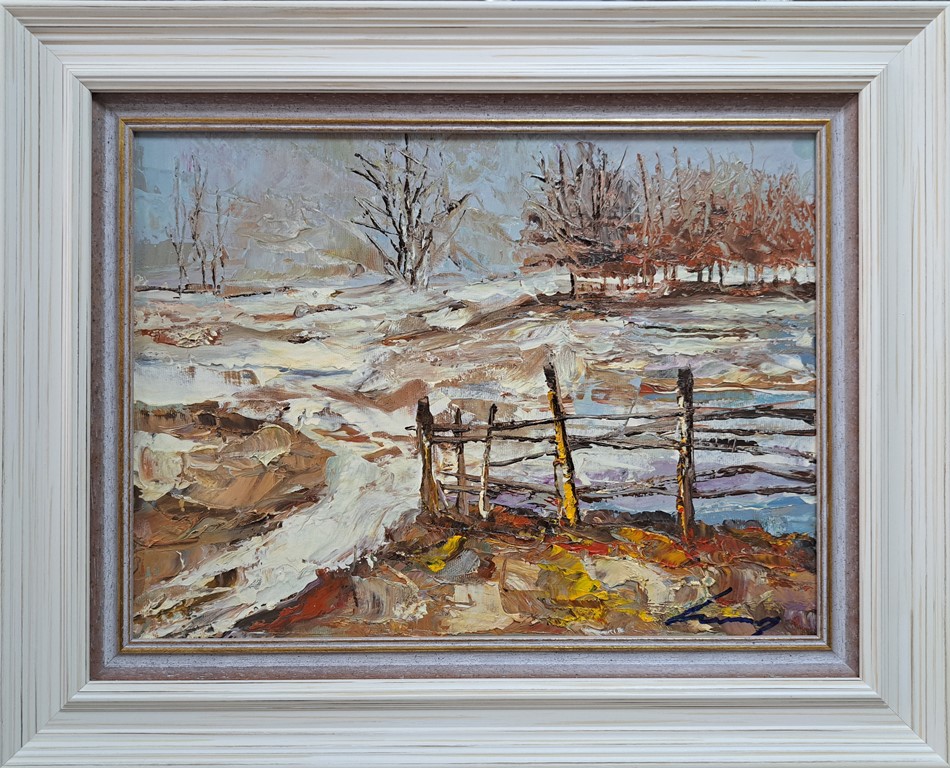 Sneg, ulje na platnu, Ivan Vanja Milanović, sa 42×52 cm, bez 30×40 cm, sertifikat, 110 evra