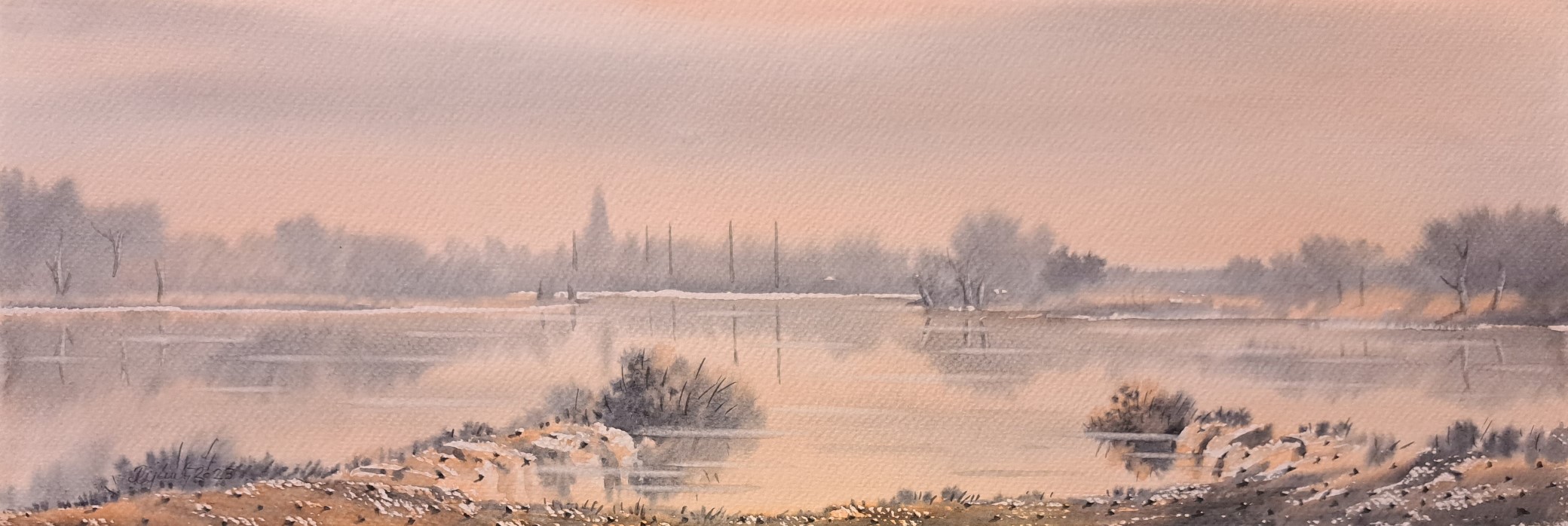 Reka 1, Predrag Dojkić, 17,5×50 cm, akvarel na papiru, sertifikat, 50 eura