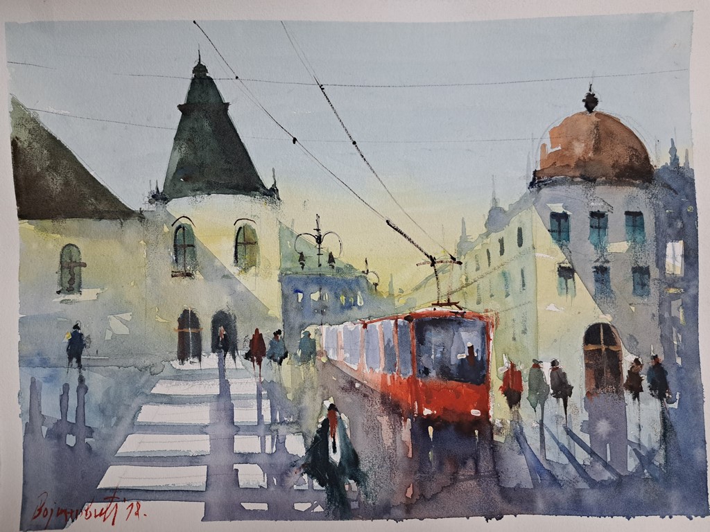 SKC, akvarel, Radovan Vojinović, 32×40 cm, sertifikat, 50 eura