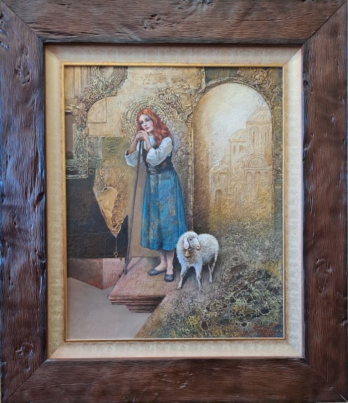 Pastirica, Šandor Šlajf, ulje na platnu, sa 71×61 cm, bez 50×40 cm, lux ram, sertifikat, 750 eura