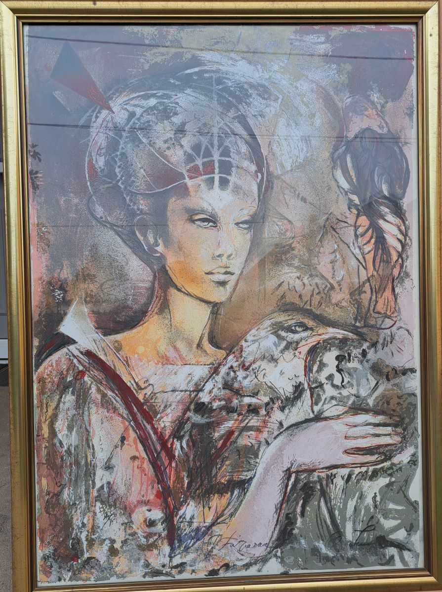 Hermelina, Olja Ivanjicki, serigrafija, 1991., rukom dorađena, bez 100×70 cm, sa 106×76 cm, sertifikat, 700 eura
