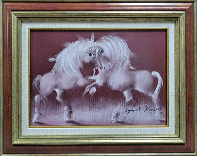 Bordo ljubav IV, Janoš Mesaroš, pastel, luksuzno uramljen, sa 39×49 cm, bez 25×35 cm, sertifikat, 180 eura