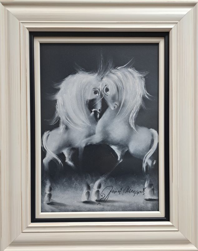 Crno belo zavođenje XVI, Janoš Mesaroš, pastel, luksuzno uramljen, sa 50×40 cm, bez 35×25 cm, sertifikat, 200 eura