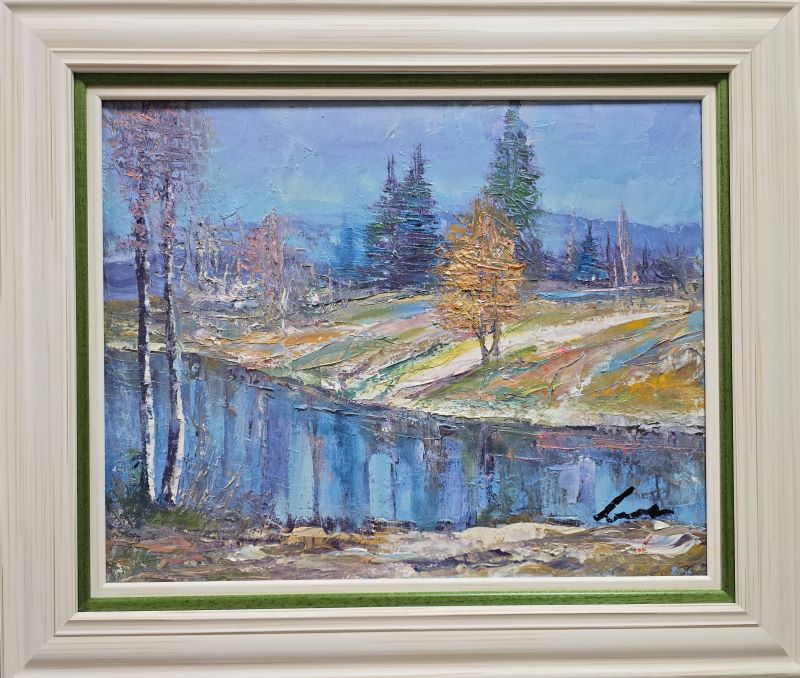 Jezero, ulje na platnu, Ivan Vanja Milanović, sa 55×65 cm, bez 40×50 cm, sertifikat, 17700 dinara