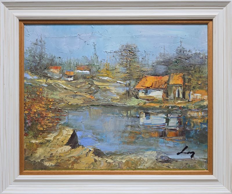 Jezero, ulje na platnu, Ivan Vanja Milanović, sa 51×61 cm, bez 40×50 cm, sertifikat, 17700 dinara