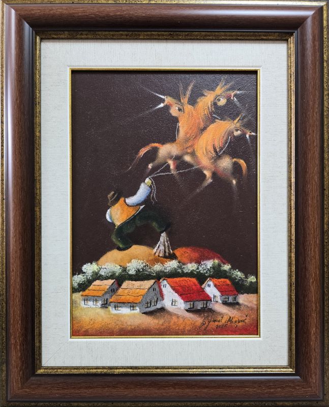 Laso I, Janoš Mesaroš, kombinovana tehnika lak pastel, luksuzno uramljen, sa 53×43 cm, bez 35×25 cm, sertifikat, 35400 dinara