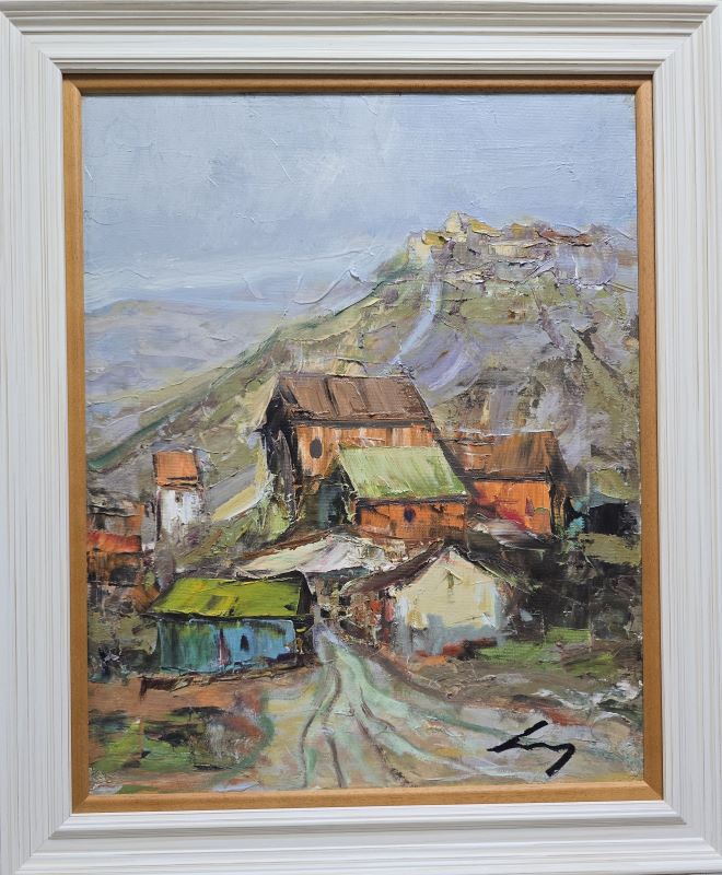 Planinsko selo, ulje na platnu, Ivan Vanja Milanović, sa 51×61 cm, bez 40×50 cm, sertifikat, 17700 dinara