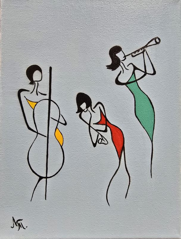 Trio 2, akril na platnu, Tijana L., 24×18 cm, sertifikat, 4130 dinara