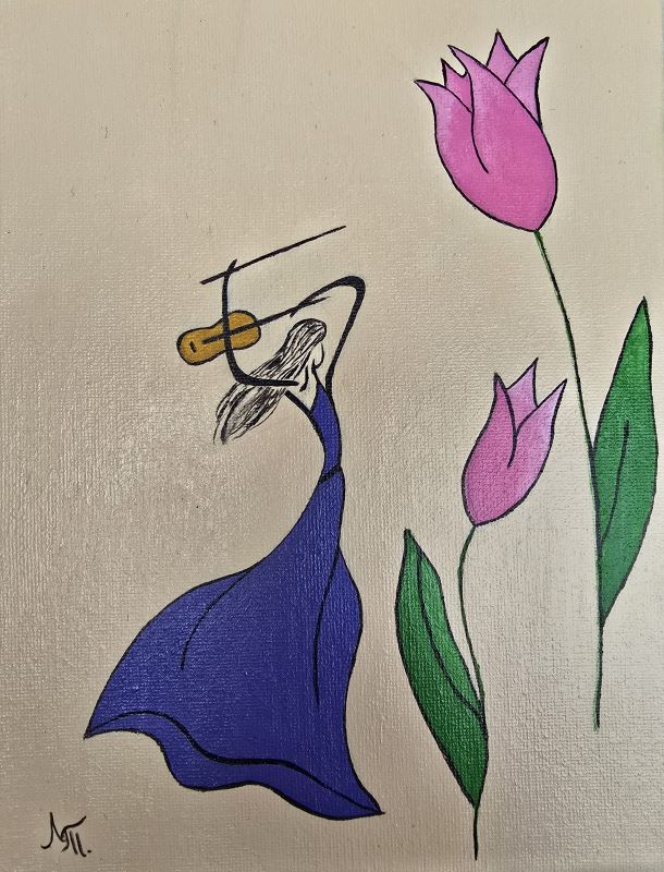 Violinistkinja, akril na platnu, Tijana L., 24×18 cm, sertifikat, 4130 dinara