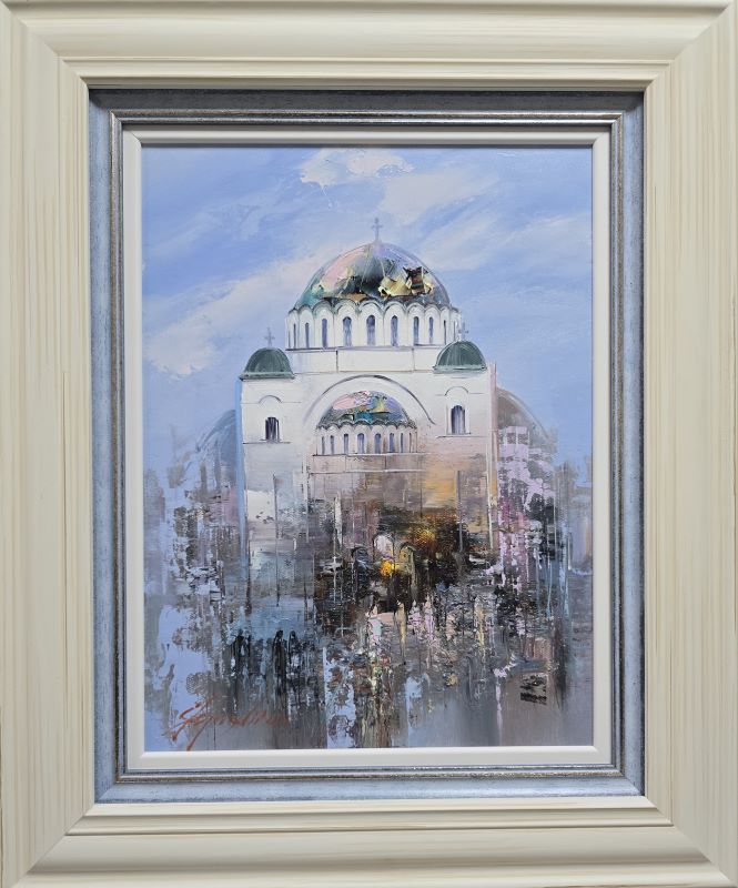 Hram Svetog Save 2, Dejan Slepčević, ulje na platnu, luks uramljena, sa 57×47 cm, bez 40×30 cm, sertifikat, 37760 dinara