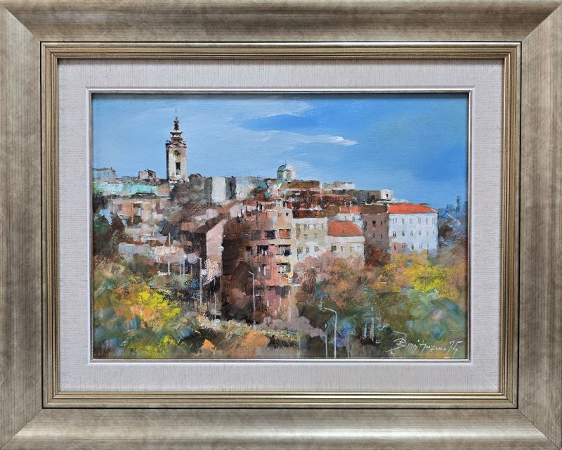 Beograd 3, Branko Dimitrijević, ulje na platnu, luks uramljena, sa 40×50 cm, bez 25×35 cm, sertifikat, 16520 dinara