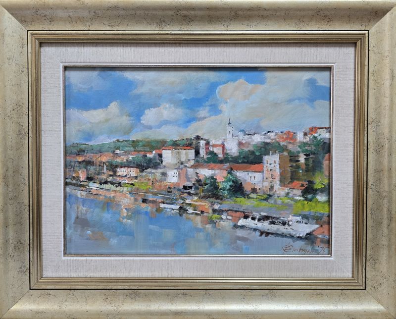 Beograd 4, Branko Dimitrijević, ulje na platnu, luks uramljena, sa 40×50 cm, bez 25×35 cm, sertifikat, 16520 dinara