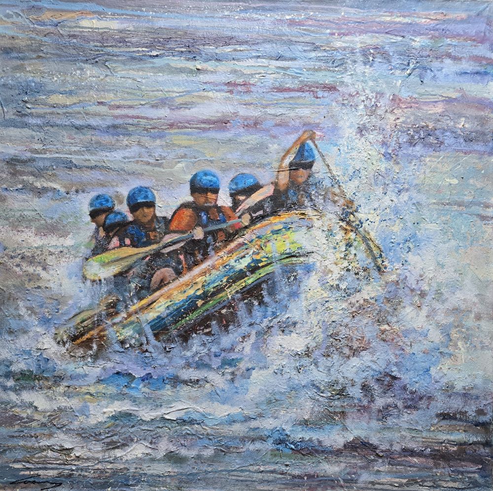 Drinska regata, Ivan Vanja Milanović, ulje na platnu, 100×100 cm, sertifikat, 38940 dinara – Novogodišnja rasprodaja -45 % cena slike snižena – zbog velikih dimenzija sliku dovozimo na Vašu adresu samo lično preuzimanje ne šaljemo!