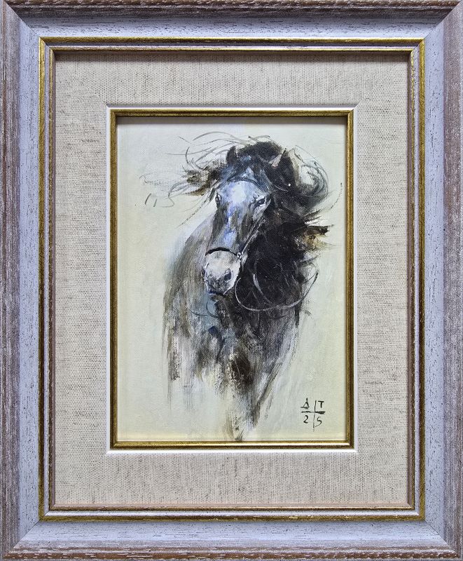 Konji 1, Dragan Tasić, akril na lesonitu, sa 28×23 cm, bez 17×13 cm, sertifikat, 6490 dinara