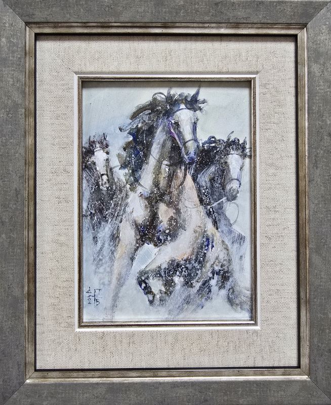 Konji 5, Dragan Tasić, akril na lesonitu, sa 28×23 cm, bez 17×13 cm, sertifikat, 6490 dinara
