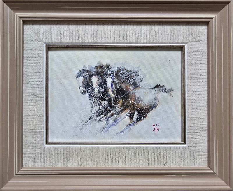 Konji 9, Dragan Tasić, akril na lesonitu, sa 23×28 cm, bez 13×17 cm, sertifikat, 6490 dinara