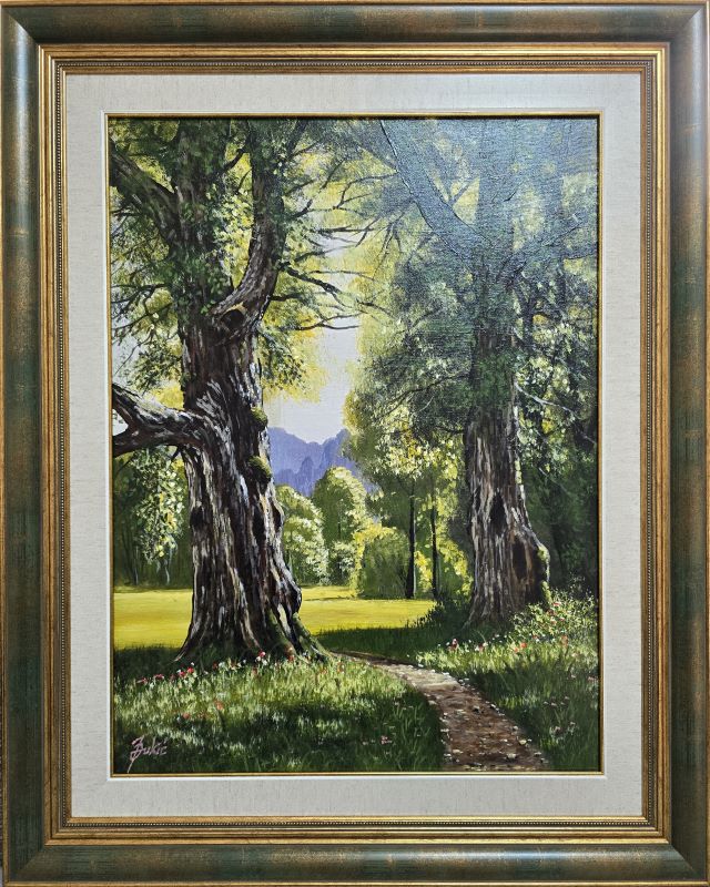 Letnji put, Jadran Đukić, ulje na platnu, sa 78×63 cm, bez 60×45 cm, sertifikat, lux uramljena, 28320 dinara