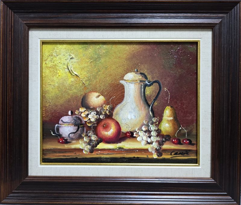 Mrtva priroda mala 3, Dragan Canić, ulje na platnu, sertifikat, luksuzno uramljena, sa 35×41 cm, bez 22×28 cm, 8260 dinara