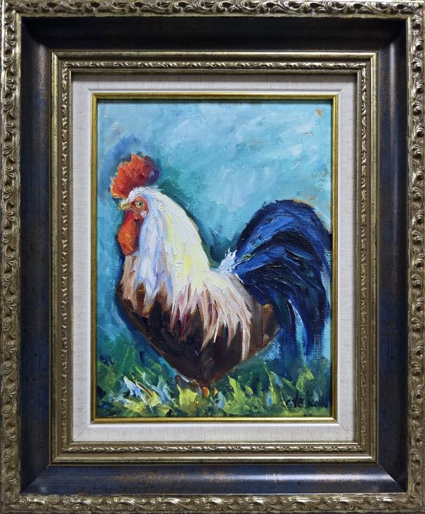 Pevac 1, ulje na kartonu, Vesna Cvetkov, sa 37×31 cm, bez 24×18 cm, uramljena, sertifikat, 8260 dinara