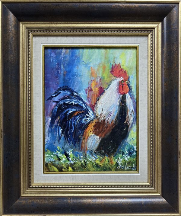 Pevac 2, ulje na kartonu, Vesna Cvetkov, sa 38×32 cm, bez 24×18 cm, uramljena, sertifikat, 8260 dinara