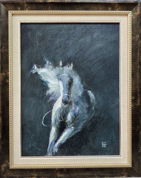 Konj 24, Dragan Tasić, akril na platnu kaširano na kartonu, sa 51×41 cm, bez 40×30 cm, sertifikat, 11210 dinara