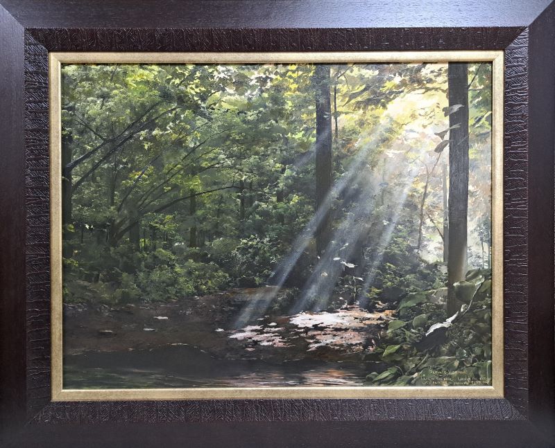 Čudesna šuma, Predrag Vitezović, sa 65×80 cm, bez 48×62 cm, ulje na medijapanu, lux ram, 1999., sertifikat, 141600 dinara