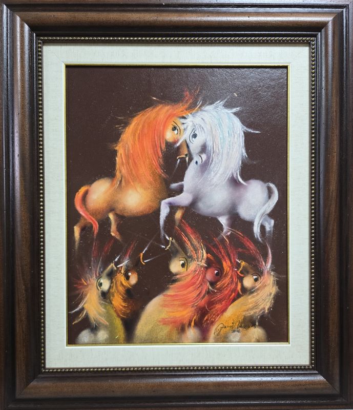 Porodica III, Janoš Mesaroš, kombinovana pastel ulje tehnika, luksuzno uramljena, sa ramom 73×63 cm, bez rama 50×40 cm, sertifikat, 70800 dinara