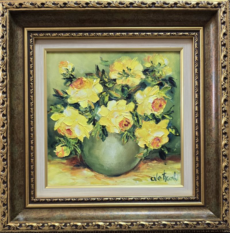 Cveće 1, ulje na platnu, Vesna Cvetkov, sa 33×33 cm, bez 20×20 cm, uramljena, sertifikat, 7080 dinara