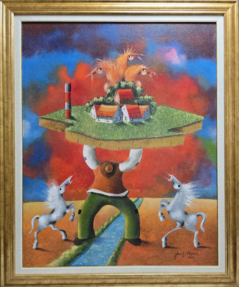 Teret, Janoš Mesaroš, ulje na platnu, sa 118×98 cm, bez 100×80 cm, sertifikat, lux ram, 2026., 708000 dinara