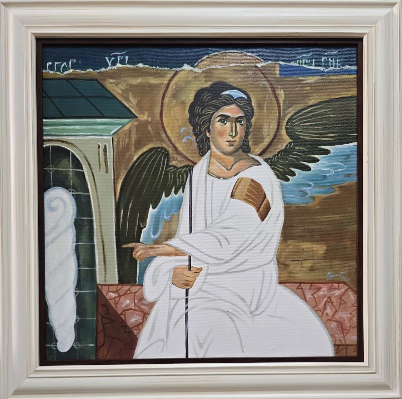 Beli anđeo II, Marija Đukić, ulje na platnu, sa 63×63 cm, bez 50×50 cm, sertifikat, 23600 dinara