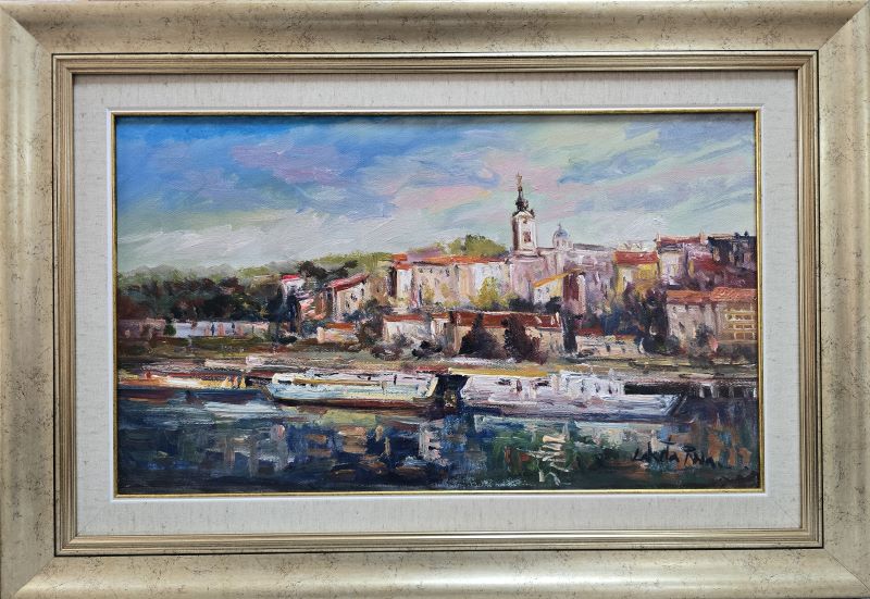 Beograd 1, Rade Laketa, ulje na platnu, luks uramljena, sa 45×65 cm, bez 30×50 cm, sertifikat, 18880 dinara