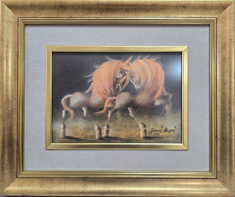 Braon srce VI, Janoš Mesaroš, pastel, luksuzno uramljena sa staklom, sa 43×51 cm, bez 21×30 cm, sertifikat, 33040 dinara