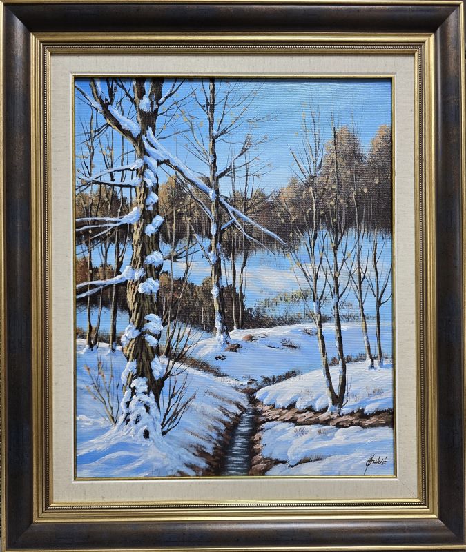 Šumski potok, Jadran Đukić, ulje na platnu, sa 66×56 cm, bez 50×40 cm, sertifikat, lux uramljena,28320 dinara